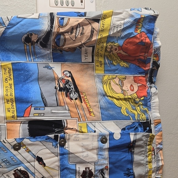 Vintage 90’s Harley Davidson Comic Book Strip Button Up-Size Large - Picture 13 of 14